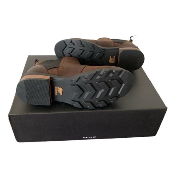 NEW IN BOX Sorel Emelie Chelsea boots black/brown size 6 - Picture 8 of 8
